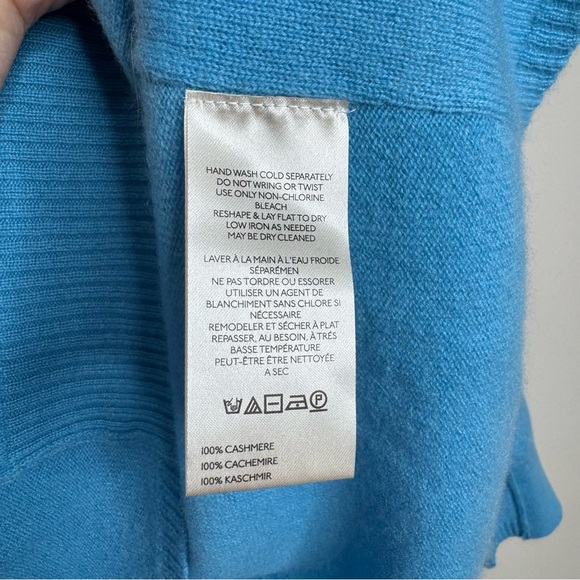 NWT Free People Venice 100% Cashmere Sweater Oversized Blue Medium Boho Coastal - Picture 5 of 8